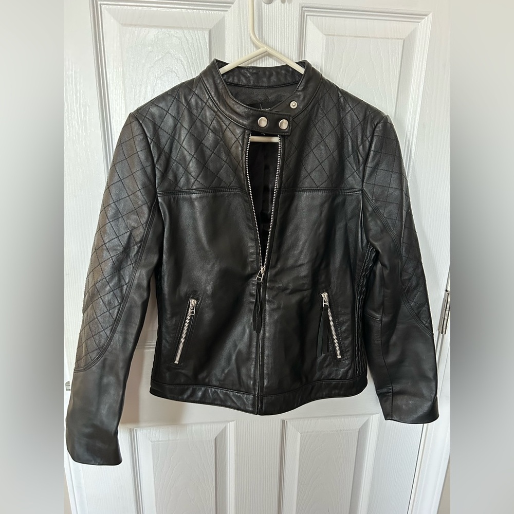 MODA 100% Leather Black Jacket
